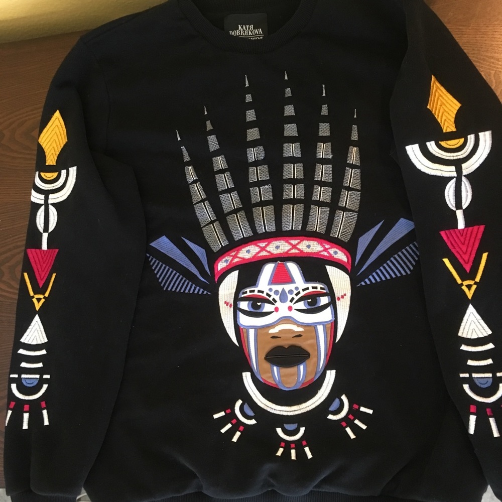 Katya Dobryakova sweatshirt  tribal embroidered